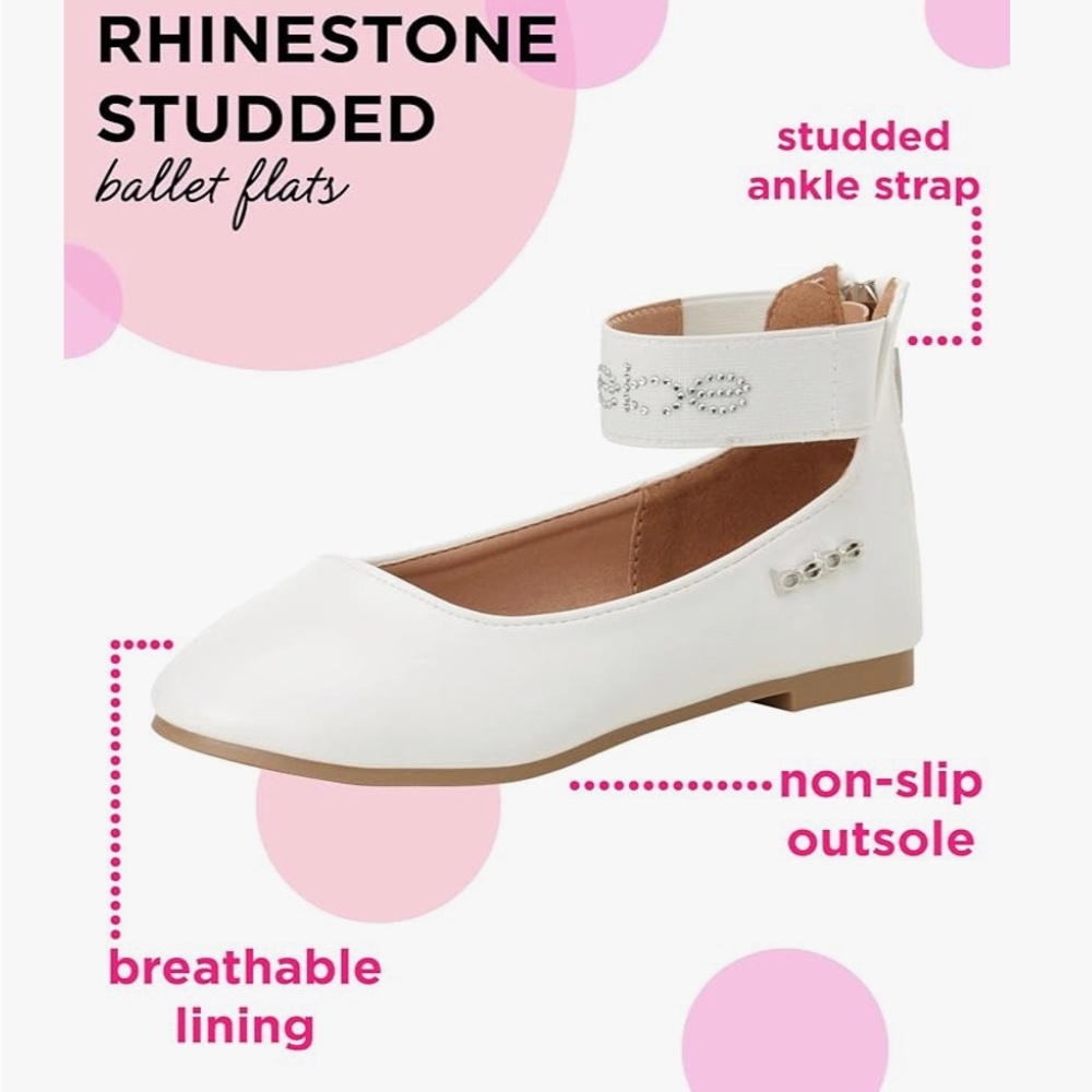 Bebe White Ankle Strap Flats